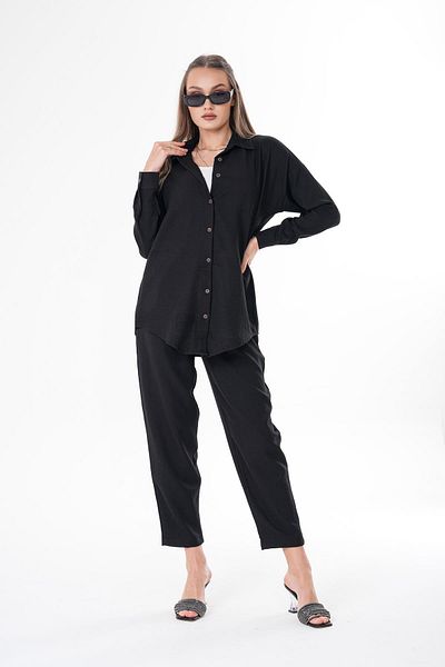 ŞİMAL Linen Shirt and Pants Set - Women's 250206