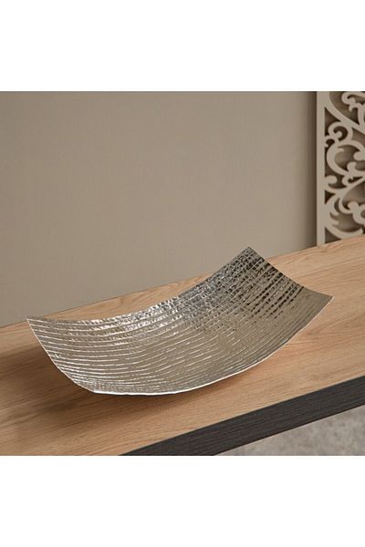 Home Box Ausie Aluminium Sparkle Ribbed Rectangular Bowl 43x23x7.5 cm