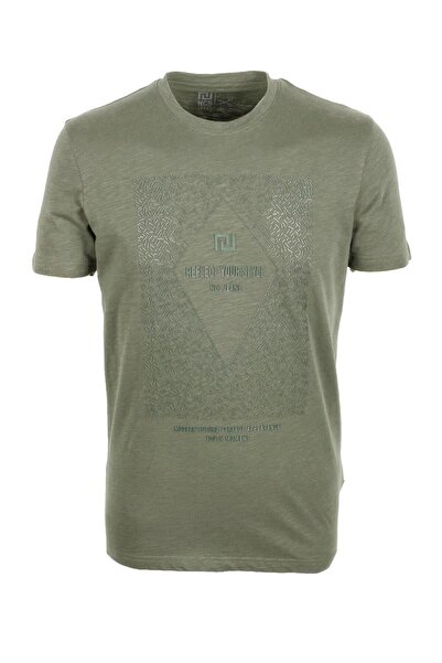 Ncs Jeans Men's T-Shirt Crew Neck Khaki 100% Cotton Slim Fit Printed T-Shirt Ncs Jeans 1924