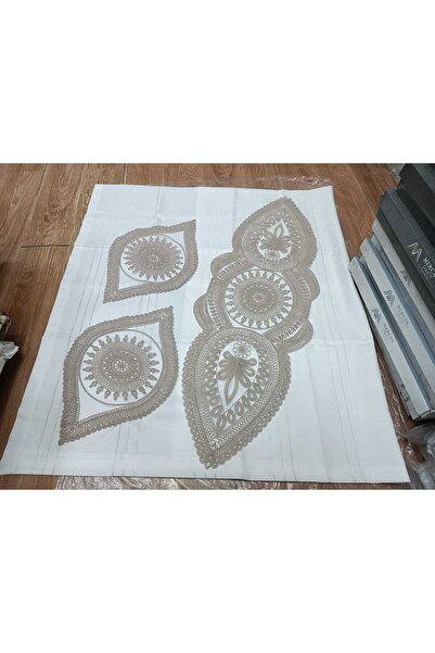 S.Y غطاء طاولة القهوة مكون من 3 قطع مع تطريز على الحبل