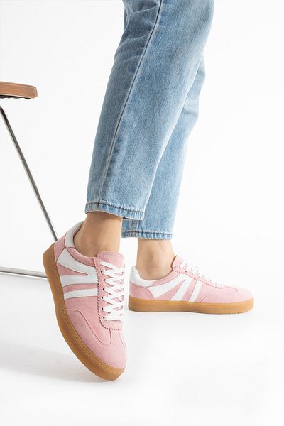 KOTAN Pink Women's Sneakers - Comfortable, Orthopedic Sole, Lace-Up Casual Sports Shoes