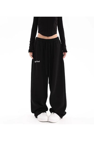 Gofeel Pantaloni de sport largi, brodați cu 3 fire