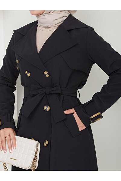 ELBİSHE Sırt Zincir Detaylı Trençkot