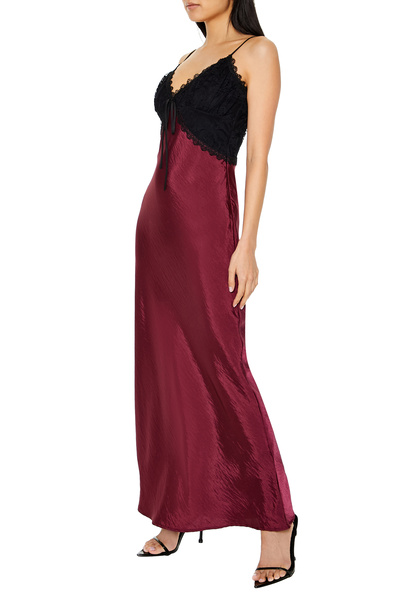 Forever 21 İki Renkli Saten Maxi Elbise