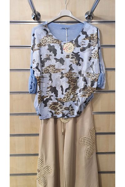 Park Moda BLUZĂ ITALIANĂ LUMINĂ CU MODEL DE CAMOUFLAJ