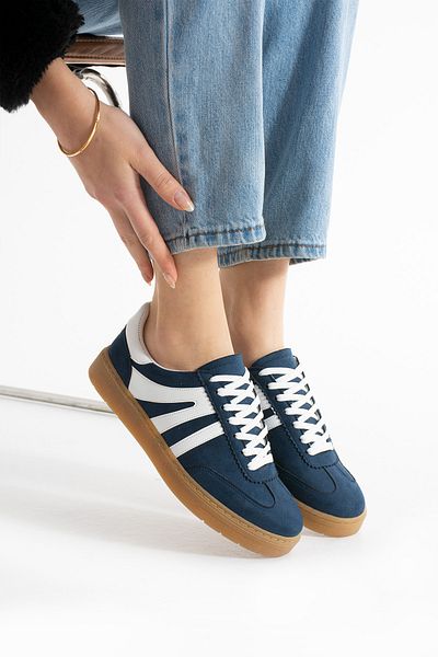 KOTAN Blue Women's Sneakers - Comfortable, Orthopedic Sole, Lace-Up Casual Sports Shoes