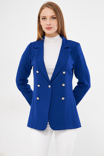 armonika Kadın Saks Düğmeli Ceket ARM-20K001151