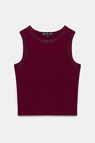 No Matter What Stone Detailed Zero Sleeve Slim Fit Bodysuit