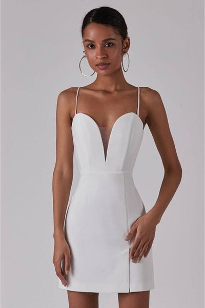 Simala Women's Deep V Neck Back Low-Cut Deal Merch Mini Dress