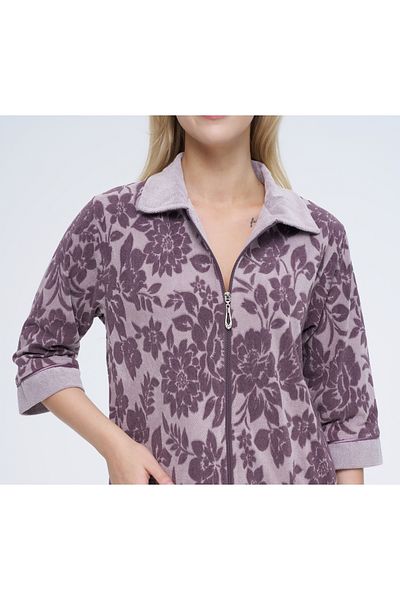 Nuşa Zippered Jacquard Bambo Cotton Dressing Gown