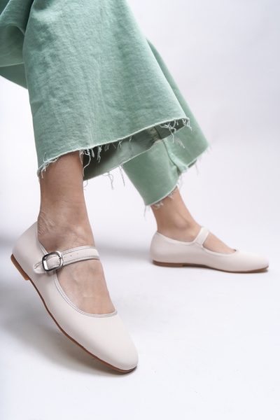 Riccon Gisnalore Matte Beige Women's Ballerinas - 0012277