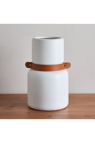 Home Box Tilden Ceramic Vase with PU Band 17x17x29 cm
