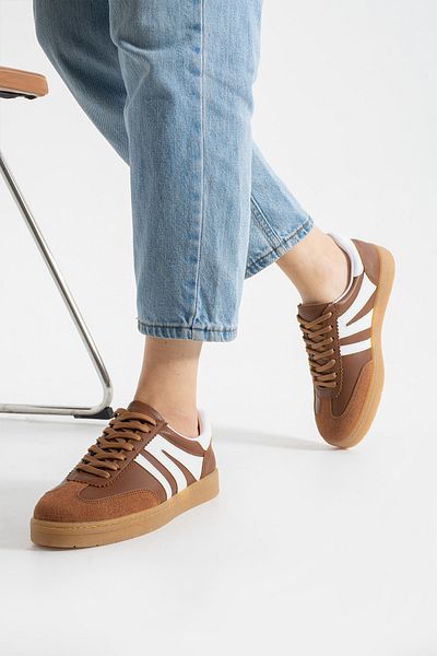 KOTAN Tan Women's Sneakers - Casual Sports Shoes with Comfortable Orthopedic Sole and Laces