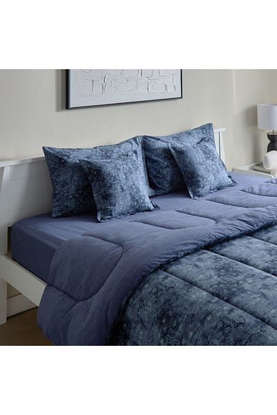 Home Box Lavish Triblend Melange Aouli 5-Piece Printed Cotton King Comforter Set 220x240 cm