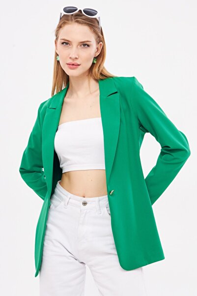 armonika Γυναικείο μπουφάν με μονό κουμπί σκούρο πράσινο - ARM-23Y 001047