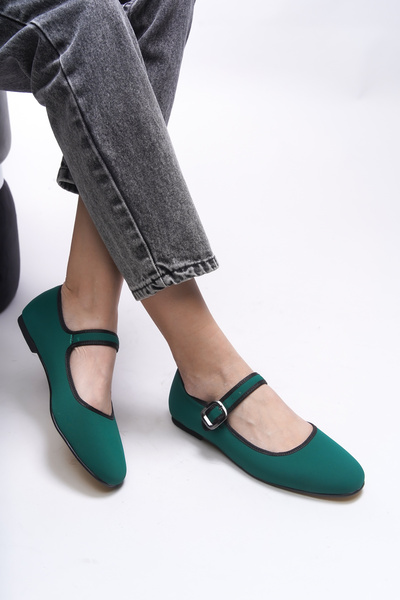 Riccon Gisnalore Matte Green Women's Ballerinas - 0012277