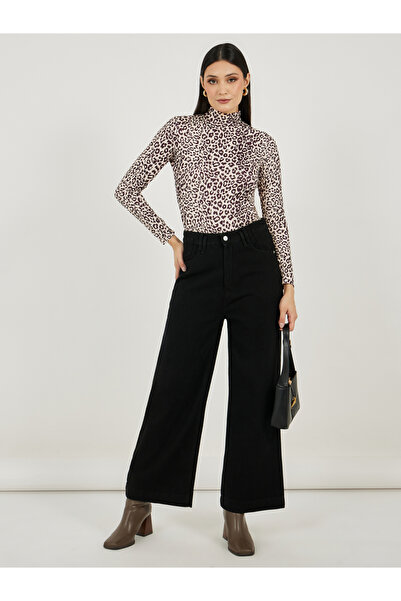 Styli بنطال جينز واسع الساق وعالي الارتفاع وقابل للتمدد