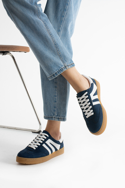 KOTAN Сині жіночі кросівки - зручні, з ортопедичною підошвою, на шнурівці, для щоденного спорту