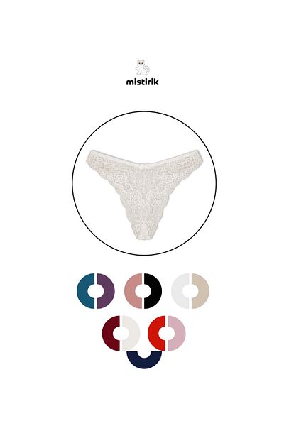 MİSTİRİK Stretchy and Soft Lace String Panties - Ecru Color