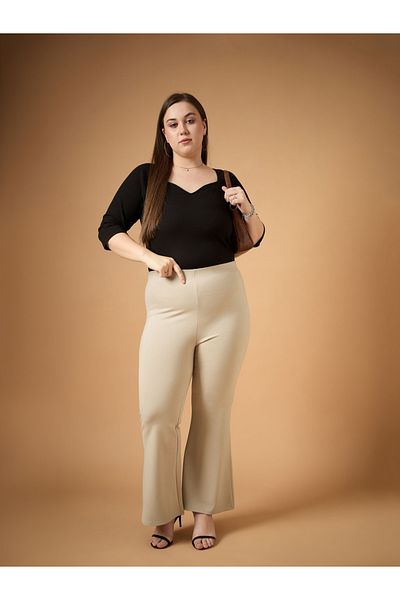 Sassafras By Styli Plus Size Solid Flared Pants