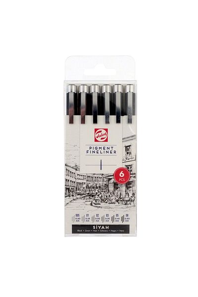 Talens Pigment Fineliner 6-Pack Technical Drawing Pen /
