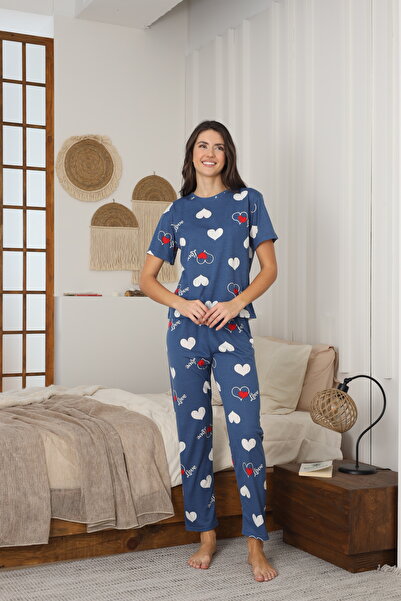 CALİA طقم بيجامة نسائي صيفي بأكمام قصيرة من القطن الممشط