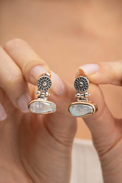 Sümer Telkari İnci Antik Tasarım Elişi Gümüş Küpe 5060