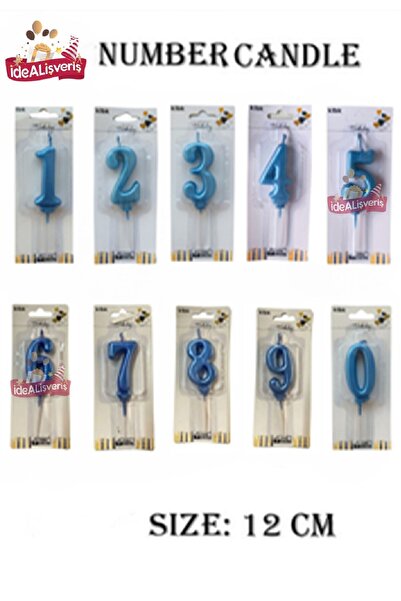 Bkmc 12 cm Mavi Pasta Üstü Rakam Mum