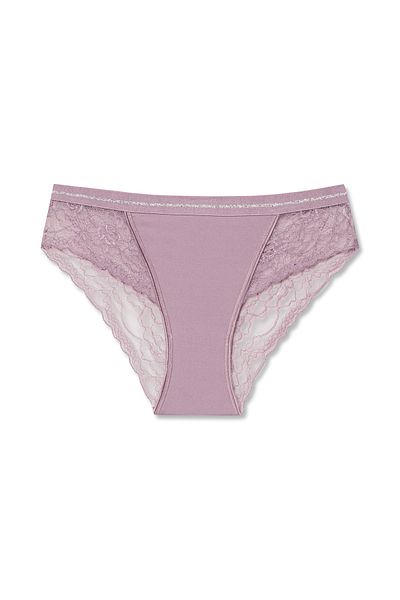 HNX Γυναικεία εσώρουχα 2 τεμαχίων Interlock Lace με λεπτομέρεια μέσης Glittery Elastic Slip
