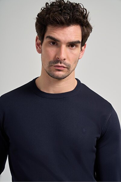 İmza Темно-синій довгий рукав, прямий крій, велосипедний комір, без кишень, бавовняний світшот