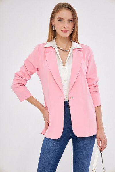 armonika PowDer Pink Single Button Women's Jacket - ARM-23Y 001047