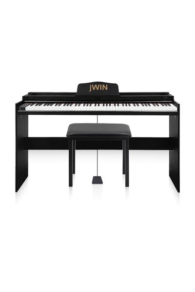 JWIN SDP-92 Tuş Hassasiyetli 88 Tuşlu Kapaklı Dijital Piyano + Tabure - Siyah