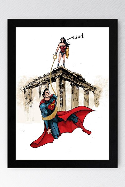 Saturn Tablou înrămat Superman Wonder Woman - Tablou poster de film