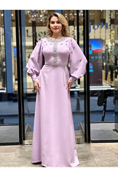 4 YOU TEKSTİL VE AKSESUAR Lila krep elbise