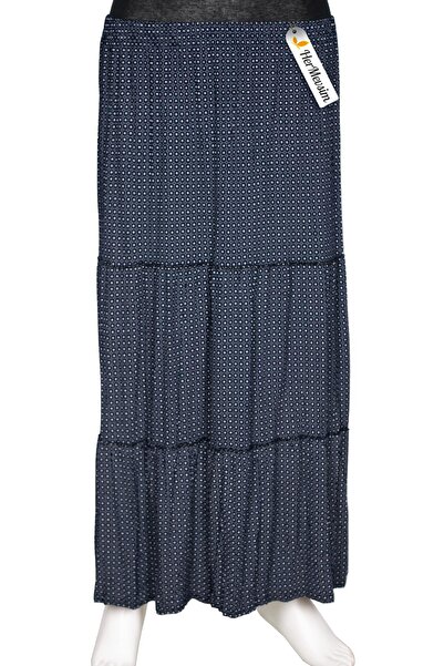 Hermevsim Hesna Жіноча спідниця з еластичною талією та синім візерунком - 3 шари без підкладки 39