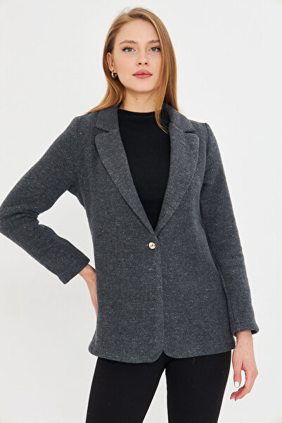 armonika Women's Anthracite Single Button Stamp Jacket Arm-25K 001082