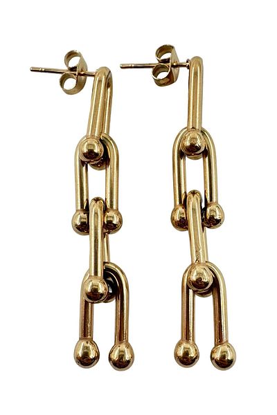TUM TUM Gold Ball End - Thick Swinged Steel Chain Earrings
