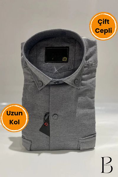 BURSPA Πουκάμισο μπαμπάς με καπνιστό καπάκι με ίσιο χειμωνιάτικο καπάκι με διπλή τσέπη