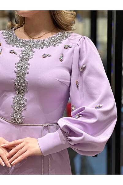 4 YOU TEKSTİL VE AKSESUAR Lila krep elbise