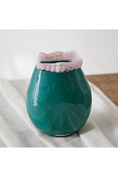 Home Box Reva Peacock Premium Bubble Vase with Rim 16x11.5x20 cm