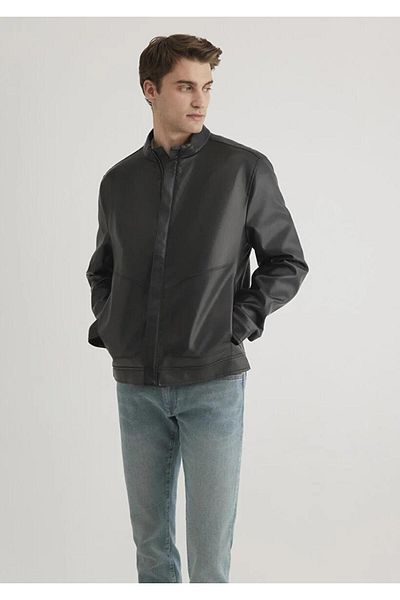 Mavi Δερμάτινο ανδρικό μπουφάν Slim Fit M0110537-71379