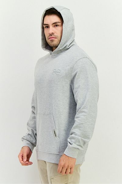 Crosshatch Men Hooded Embroidered Logo Long Sleeves Sweatshirt, Grey