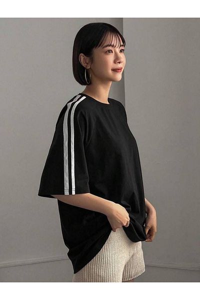 Gofeel Μπλουζάκι Unisex Oversize με ρίγες ώμου