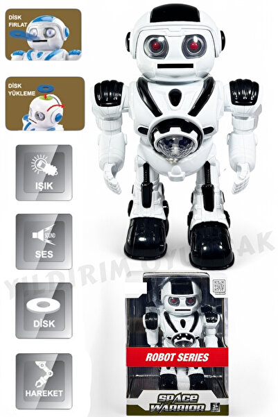 YILDIRIM OYUNCAK Pilli Işıklı ve Müzikli Hareketli Disk Atan Uzay Savaşçısı P...