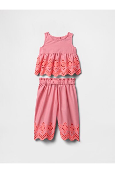 GAP Kız Bebek Pembe Fisto İşlemeli Outfit Set