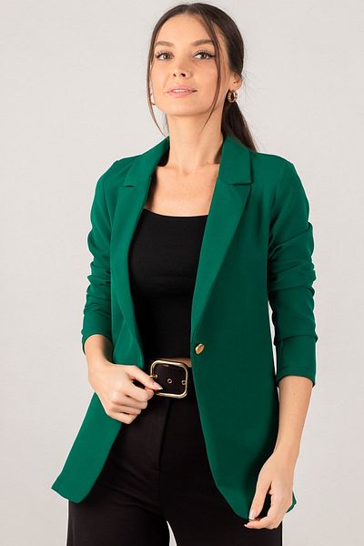 armonika سترة نسائية زمردية بزر واحد Arm-20K001020