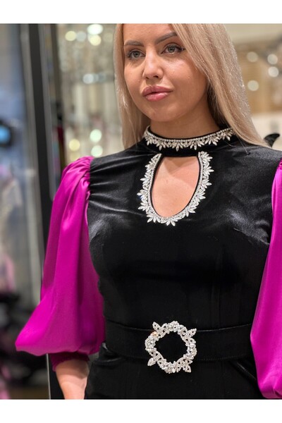 4 YOU TEKSTİL VE AKSESUAR Siyah kadife/saten elbise