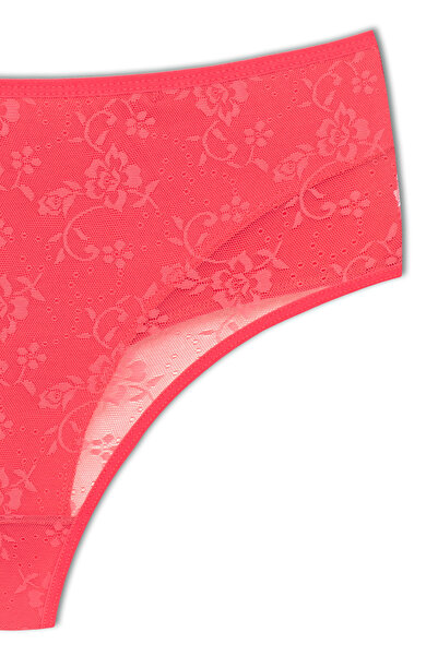 HNX Pomegranate Front Double Layer Lined Lace High Waist Cotton Thong Women's Panties