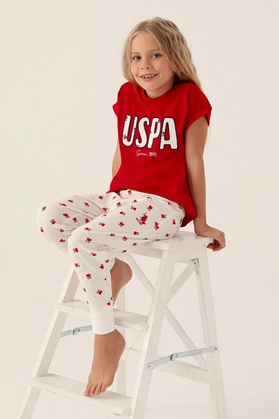 U.S. Polo Assn. BAZA. Polo Assn. Set de pijamale pentru fete cu text imprimat cu licență