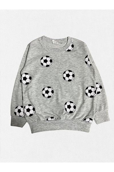 Fil Kids Boys' 100% Cotton Gray Football Ball Pattern Long Sleeve Seasonal Pajamas Set
